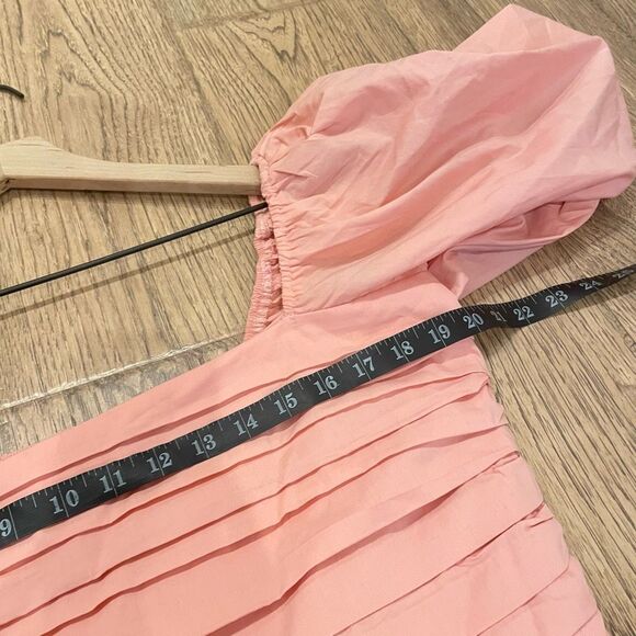 Abercrombie Emerson Poplin Puff Sleeve Midi Dress Peach Large Tall NWOT Romantic - Picture 9 of 11